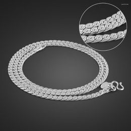 Chains Men 925 Sterling Silver Necklaces 3MM 51CM Women Teen Boy Fashion Curb Chain Choke Unisex Jewelry Gift