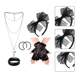 Necklace Earrings Set Party Dress Earring Butterflies Headdress Retro Decorative Gloves Vintage Dancing Dance Black Prom