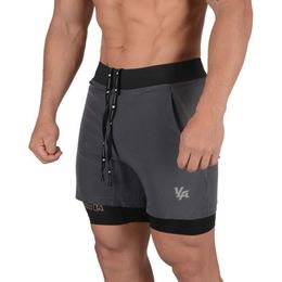 Men's Shorts Running shorts men summer 2 in 1 sports fitness mens gym and quick-drying sport training short male 230410