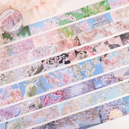 Gift Wrap Fashion Flower Washi Tape Cherry Blossoms Paper Sticker For DIY Scrapbooking Handmade Crafts Supplies