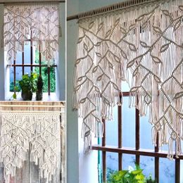 Tapestries European Hand-woven Tapestry Home Wall Hangings Bohemian Leaves Curtains Door Decoration Hanging