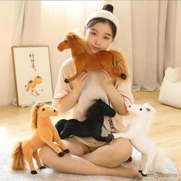 Stuffed Plush Animals Cartoon White Black Horse Stuffed Children Plush Toy R231110