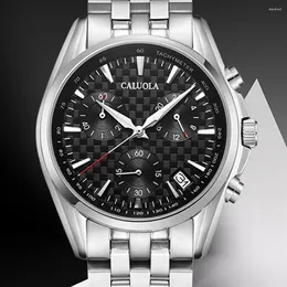 Wristwatches 37mm Chronograph Watch Men Luxury Chrono Watches Fashion Stainless Steel Sapphire Crystal 50m Waterproof Clocks CALUOLA 2023