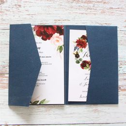 Greeting Cards Blank Envelopes Invitations Navy Blue Pocket TriFolded Invites Multi Colors Customized Printing 231110