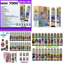 IMINI RnM Tornado 7000 Puffs Puff 7000 7k Disposable E cigarettes Features Mesh Coil 15ml Disposable Vapes Pen Tornado r and m 7000 0/2/3/5% Rechargeable 850mAh RGB EU gift