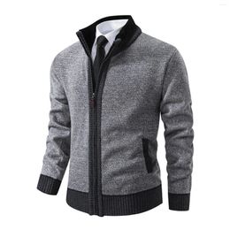 Men's Sweaters Male Patchwork Cardigan Winter Fashion Sweater Jacket Kimono Overall Thick High Neck Colour Block Cheque Pullovers Pull Homme