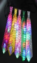 Light Up LED Bow Luminous Sequin Neck Ties Changeable Colors Necktie Led Fiber Tie Flashing Tie For Male Women Cheer Prop supplies7697775