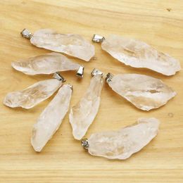 Pendant Necklaces Natural White Crystal Raw Ore Irregular Pillar Necklace Pendants Healing Charms Fashion Jewellery Accessories Gift Wholesale