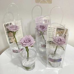 Gift Wrap PVC flower bag stall flower bag transparent tote bag diy simple cup flower single flower shop packaging 231109