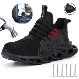 Safety Shoes Fashion Sports Shoes Waterproof Work Boots Safety Shoes with Steel Bicycles Anti-perforation Safety Protection Shoes 231110