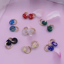 Hoop Earrings LOVOACC Vintage Colourful Natural Stone For Women Femme Brass Gold Hooks Circle Geometric Earring Wedding Jewellery