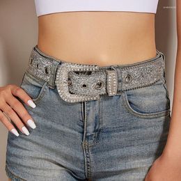 Belts F42F Shinning Belt Woman Faux-leather Y2K Style Girls For Jeans Men
