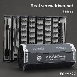 Screwdrivers 128 piece screwdriver set scroll storage box five point star drill bit precision mobile phone maintenance tool manual tool 230410