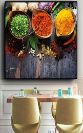 Modern Colourful Grains Spices Peppers Canvas Oil Painting Scandinavian Kitchen Wall Art Posters Prints Food Picture for Dining Roo5848870