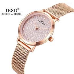 Wristwatches 2023 Women's Quartz Watches Rose Gold Stainless Steel Strap Watch Matte Texture Japan Movement Simple LadiesWristwatches Th