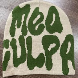 Meaculpa Knitted Unisex Bean Hat Hats Designers Women Pink Y2k Beanie for Men Mea Culpas Casual Autumn Winter Warm Christmas Day Gift Lovers Soft Cup s3