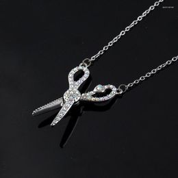 Chains Fashion Barber Scissor Comb Stylist Pendants Round Cross Chain Short Long Mens Womens Silver Color Necklace Jewelry Gift