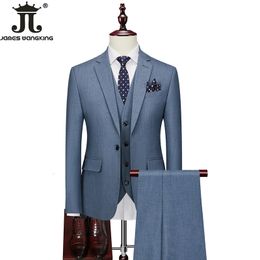 Mens Suits Blazers Blazer and Vest Pants Highend Brand Formal Business Solid Colour Slim Suit Threepiece Groom Wedding Dress Party Social 231110