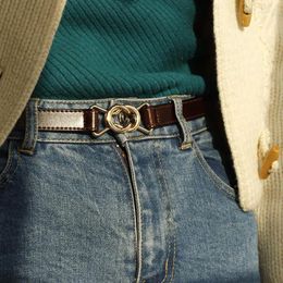 Belts Fashion Brand High Quality Women PU Leather 1.8cm Golden Lock Buckle Dress Jeans Sweater Waistband Belt Thin