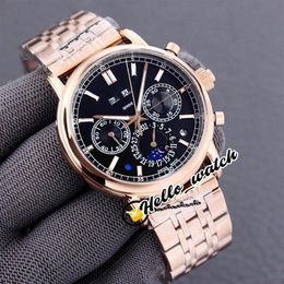 New Super Complex Perpetual Calendar 5204 1R-001 Automatic Mens Watch Moon Phase Black Dial Rose Gold Steel Bracelet Watches Hello298k