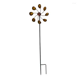 Garden Decorations Wind Spinner Outdoor Metal Sculptures 35.4 Inch Double Windmill With Stable Stake For Yard Patio Lawn