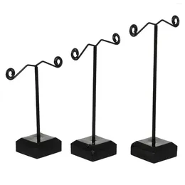 Jewelry Pouches 3 Pcs Black Acrylic Metal Earrings Holder Organizer Display Stand T For Stud Accessory Storage Box