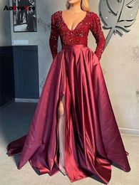 Sequins for Women Fashion Patchwork V Neck Dress Vintage Elegant Slim Split Floor Length Evening Dresses