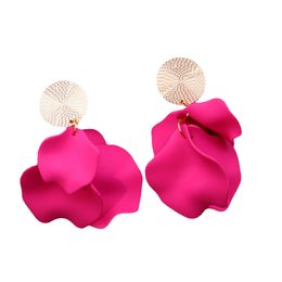 New Bohemian romantic Su earrings Petal spray paint pleated candy Colour fashion earrings earrings for women