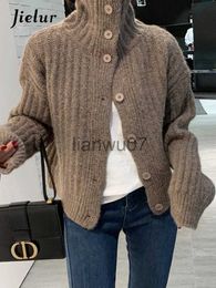 Women's Sweaters Jielur Winter New Loose Simple Women Cardigan Casual Fashion Knitted Cardigan Woman White Grey Camel Black Street Chic Sweaters J231110