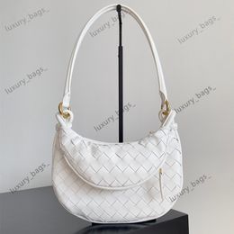 10A Retro Mirror Quality Designers New Composite Hobo Women Shoulder Bag Knitted Crescent Moon Plain Knitting Genuine Leather Soft White Co
