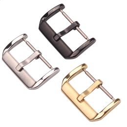 Watch Bands Middle Brushed Stainless Steel Watch Pin Buckle 16mm 18mm 20mm 22mm Silver Gold Black Leather Watch Band Strap Clasp Accessories 231110