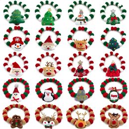 Dog Apparel 30pcs Christmas Pet Dog Bow Tie Santa Claus Style Hair Ball Necklace Collar Pet Dog Cat Bowties Necktie Dog Grooming Accessories 231109