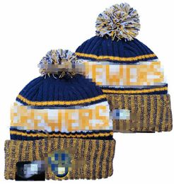 Men's Caps Brewers Beanies Minnesota Hats All 32 Teams Knitted Cuffed Pom Striped Sideline Wool Warm USA College Sport Knit Hat Hockey Beanie Cap for Women's A3