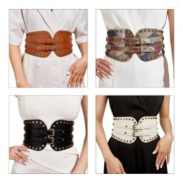 Belts Elastic Waist Belt For Women Ladies Underbust Corset Fashion Female Stretch Strap With Alloy Rivet Prom Party