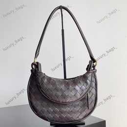 New Composite Hobo Women Shoulder Bag Knitted Crescent Moon Plain Knitting Genuine Leather Soft Designer Bag 10A Mirror Quality White Coffee Artwork Handbag Tote