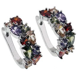 Cubic Zirconia Silver Earring for Women Multi Gemstones Sets Garnet Peridot Amethyst Morganite Earrings Jewellery Bridal Jewellery Gift for Mom Wife Ideal choice