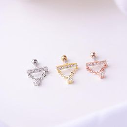 Stud Earrings 1 PCS Trendy Micro Pave CZ Bar Geometric Earring Cute Chain Drop Steel Ear Cartilage Piercing Clip Cuff Jewellery