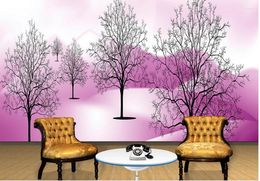 Wallpapers For Living Room Wall Decoration Purple Abstract Trees