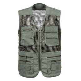 Men's Vests Large Size Mesh QuickDrying Vests Male with Many Pockets Mens Breathable Multipocket Fishing Vest Work Sleeveless Jacket 230410