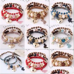 Charm Bracelets Bohemian Beaded For Women 6 Colours Mtilayer Stretch Stackable Bracelet Set Mticolor Jewellery Bangle Christmas Dhgarden Dhycz