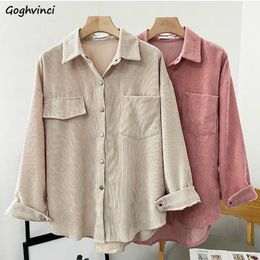 Women's Blouses Shirts Women's tight fitting corset solid Colour casual shirt pocket long sleeved lapel Korean retro simple autumn buttons 230410