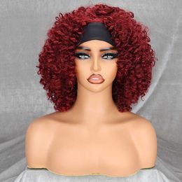 Lace Wigs Wig Wine Red Small Roll Headband Wig Headcover Short Fibre Wig