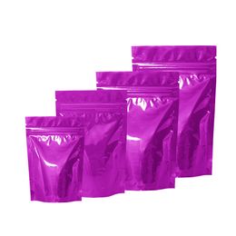 100pcs/lot Purple Aluminum Foil Resealable Packing Pouch Doypack Zip Lock Mylar aluminizing standing Bag used in food packaging