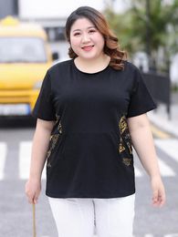 Shirt Plus Size Women T-shirts Summer O-neck Short Sleeve Printed Letter Show Thin Loose Casual Female Tops