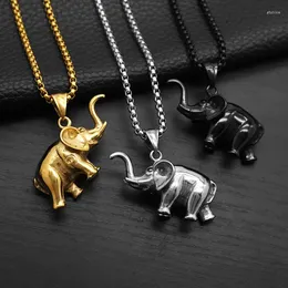 Pendant Necklaces Punk Hip-hop Personalized Three-dimensional Elephant Animal Ins Street Dance Men And Women Stainless Steel Necklace