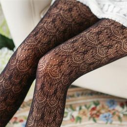 Women Socks Fashion Lace Tights Stockings Sexy Pantyhose Slim Fishnet For Girls Embroidery High Quality