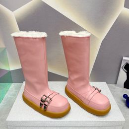 Botas de neve rosa botas femininas joelho alto austrália botas de lã de couro sapatos bonitos para mulheres preto prata bota moda botas de esqui tamanho 35-40