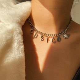 Chains In 2023 Punk Letter Necklace Link Chain Women Simple Fashion Metal Jewellery For Gift Party