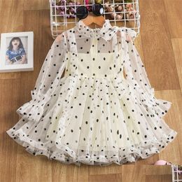 Girl'S Dresses Girls Dresses Cute Dress Autumn Girl Fancy Flower Princess Toddler Tutu Baby Kid Birthday Tle Cloth Casual Wear 3 Drop Dhujv