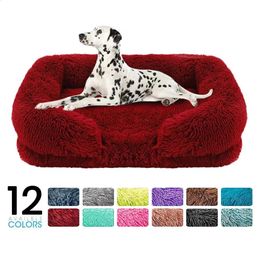 kennels pens Cosy Plush Dog Sofa Bed Square Beds Washable Warm Pet Cushion Orthopaedic Faux Fur Memory Foam Lounger Fluffy with Zipper Cover 231109